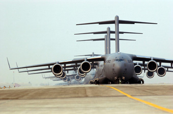 C17s parked on the flightline